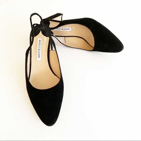 Manolo Blahnik Allurasa Suede Block Heel Singback 50mm - Picture 11 of 12